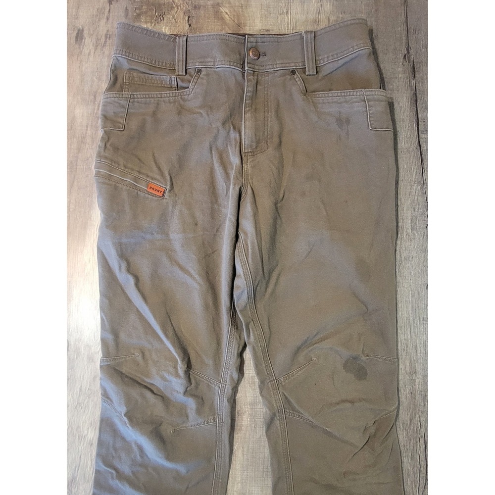 Brunt The Torra Work Pant Mens 32x36 Khaki Brown Canvas Stretch Straight Leg
